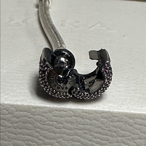 Pandora great shape purple pave clasp cz sterling silver 925 charm bracelet - Picture 6 of 6